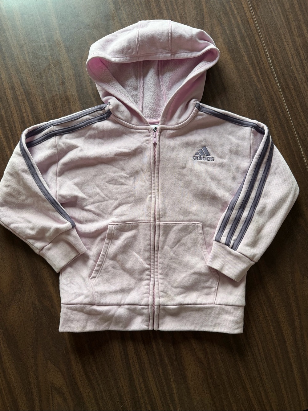 adidas Girls Light Pink Zip Hoodie